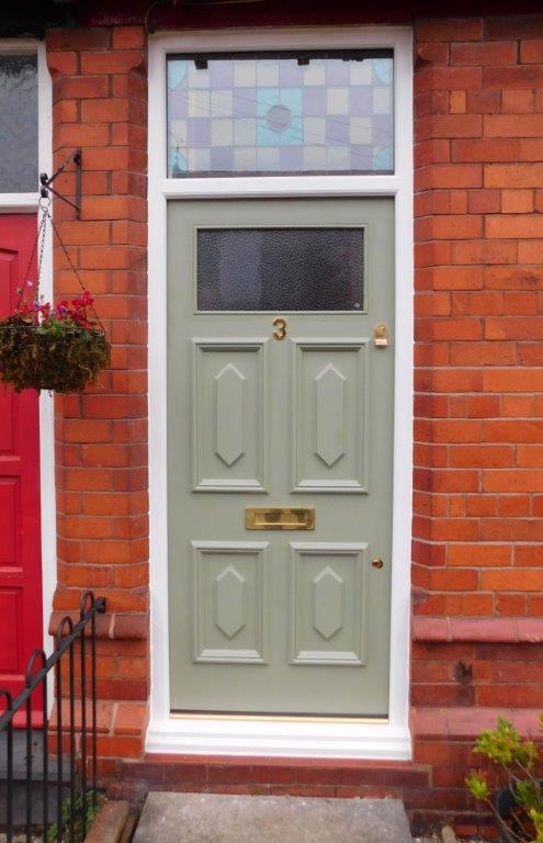 Victorian Front Door In Lichen Green With Original
