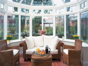 interior of conservatory with lounge furniture