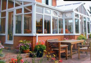 conservatory outdoor furniture and flowers