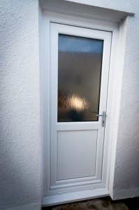 White door with opaque glazing
