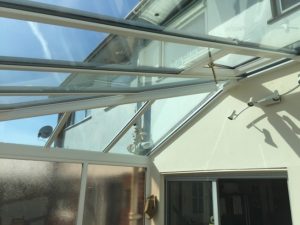solar bronze 20 film fitted to conservatory roof 3 before